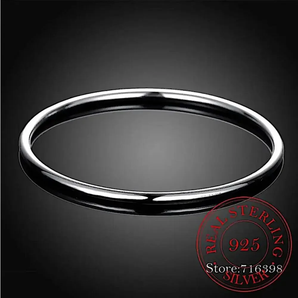 Sterling Silver Thin Minimalist Bangle Stackable Bracelet